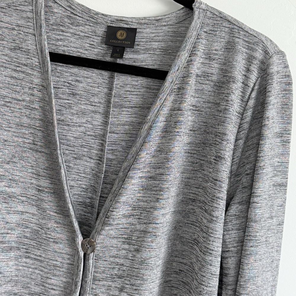 JM collection Cardigan Woman L Travel Stretch Career minimalist Normcore - Picture 2 of 10